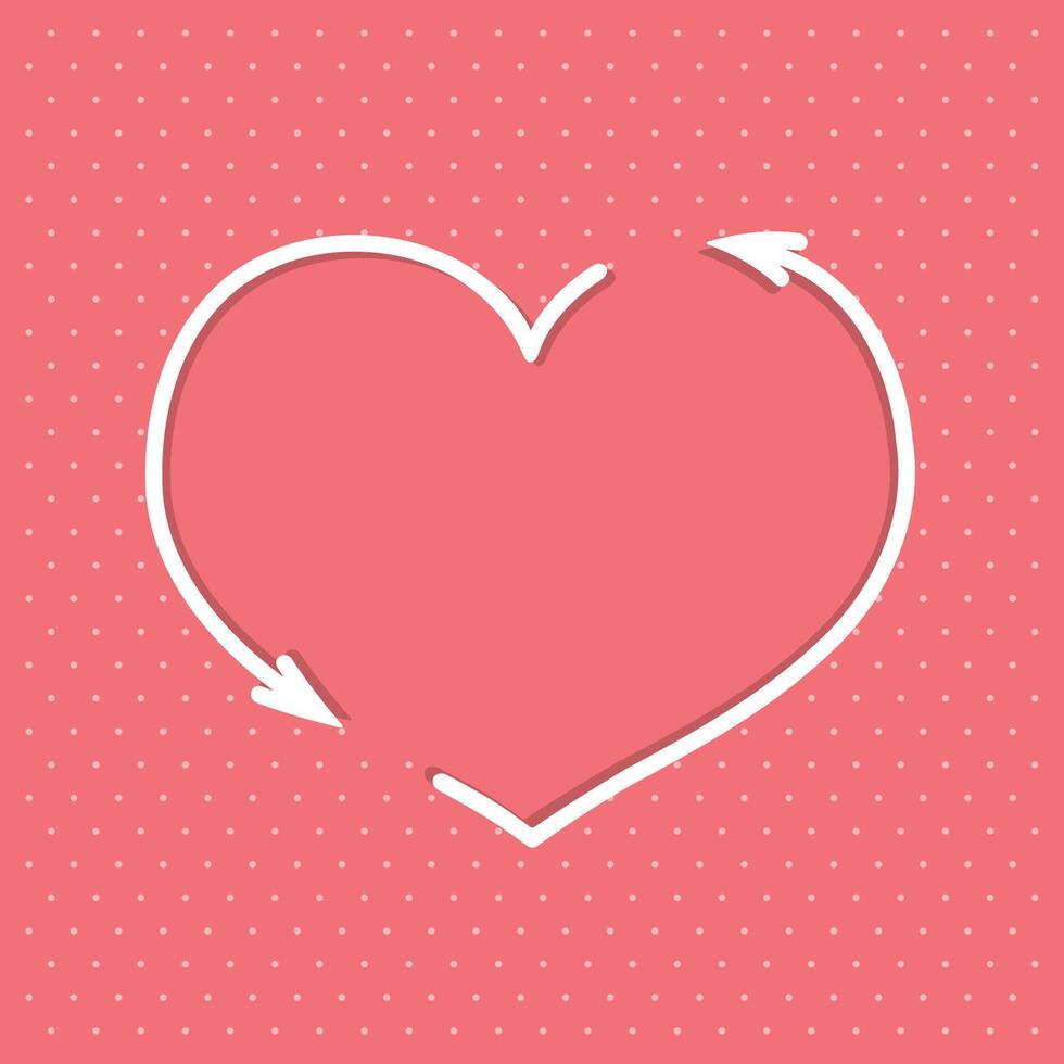Heart with arrows on pink background vector