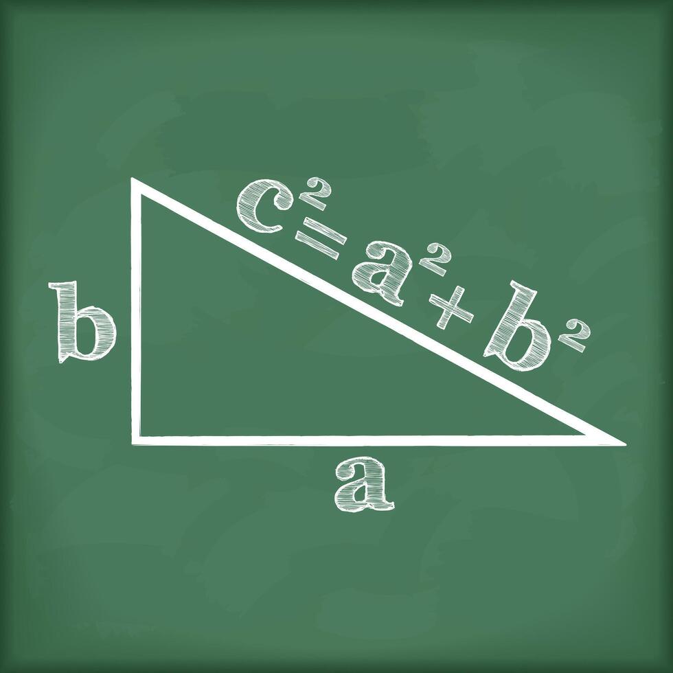 Pythagoras theorem on a blackboard vector