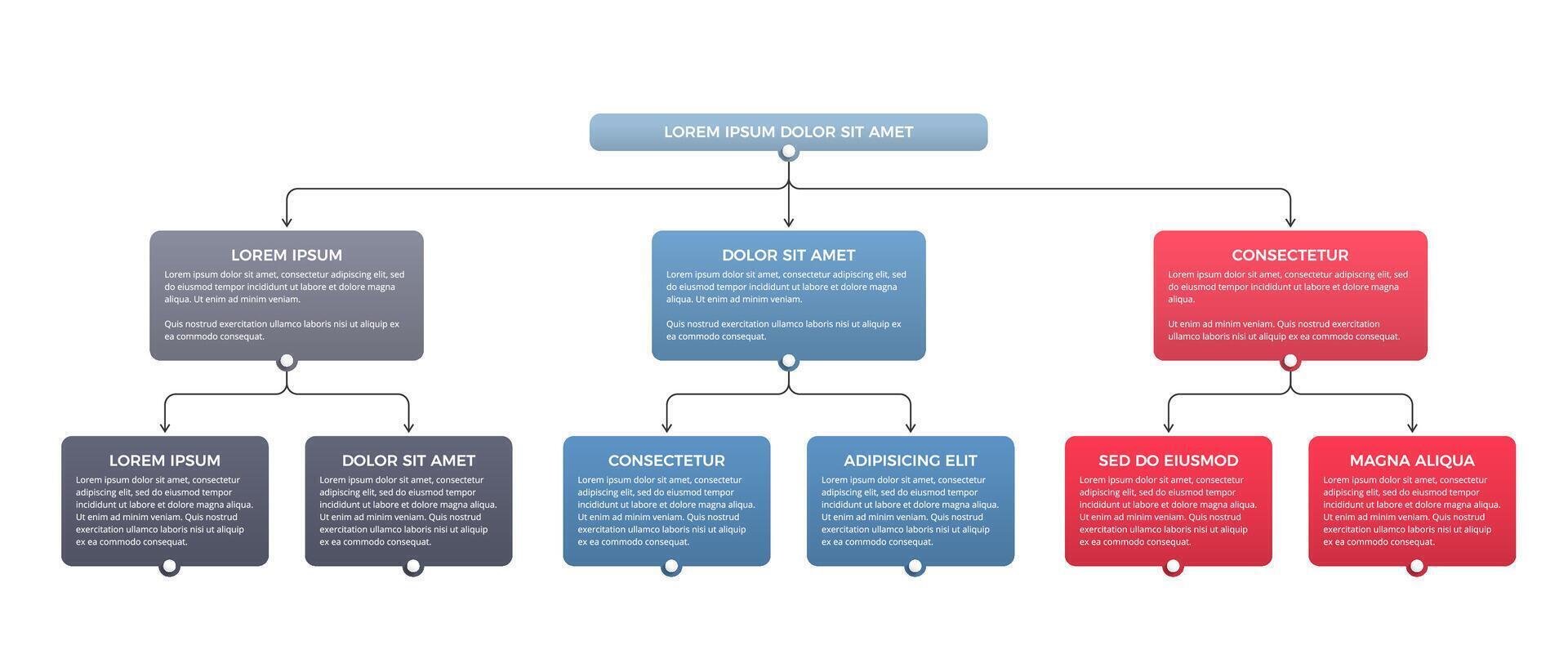 Flowchart with 3 elements, diagram template vector
