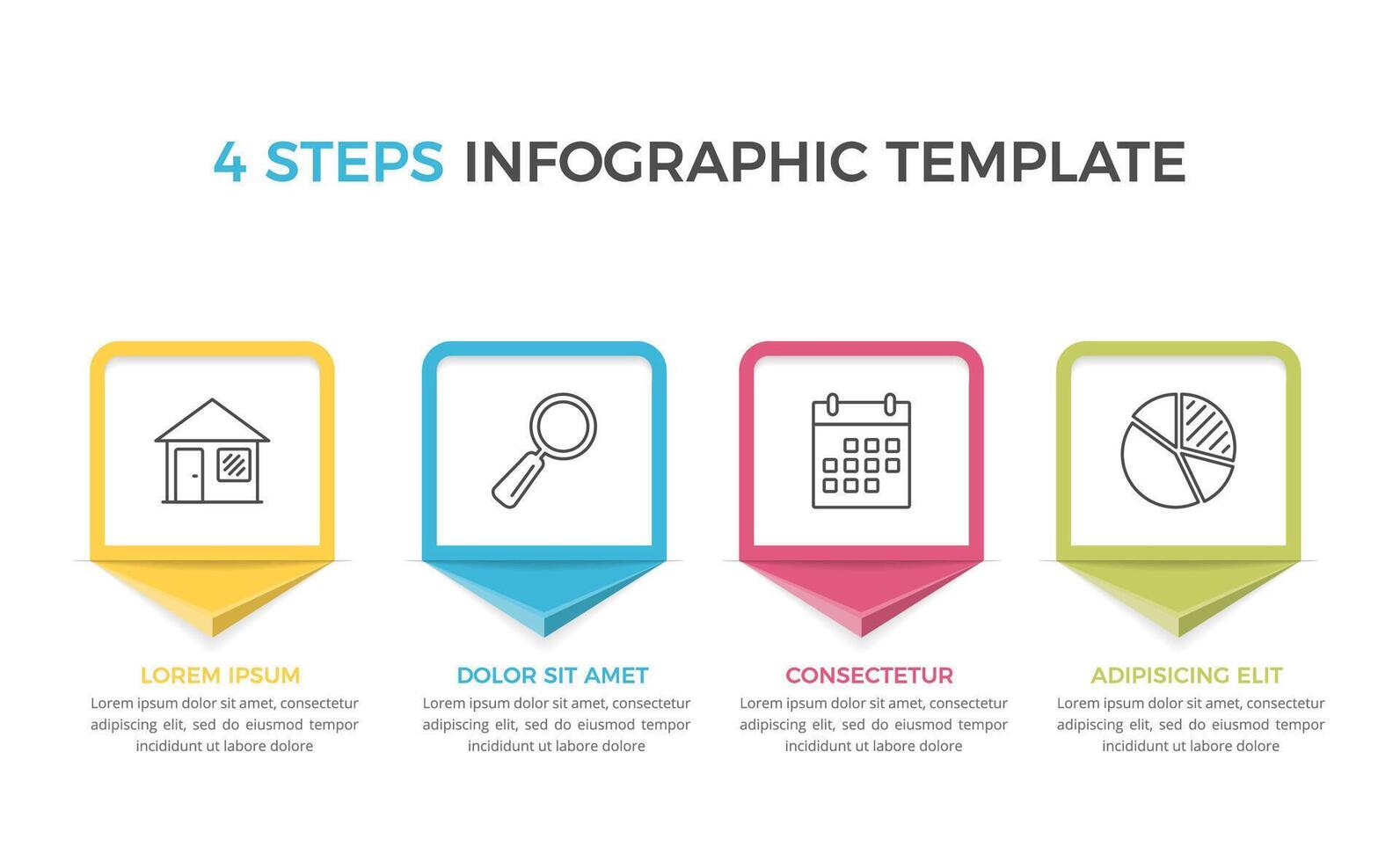 Infographic template with 4 steps with icons and place for your text vector