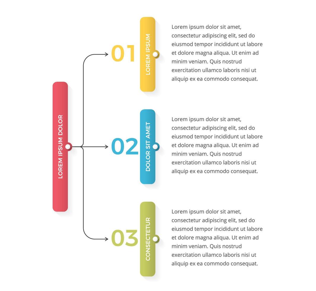 Horizontal diagram - infographic template with 3 elements, flowchart vector