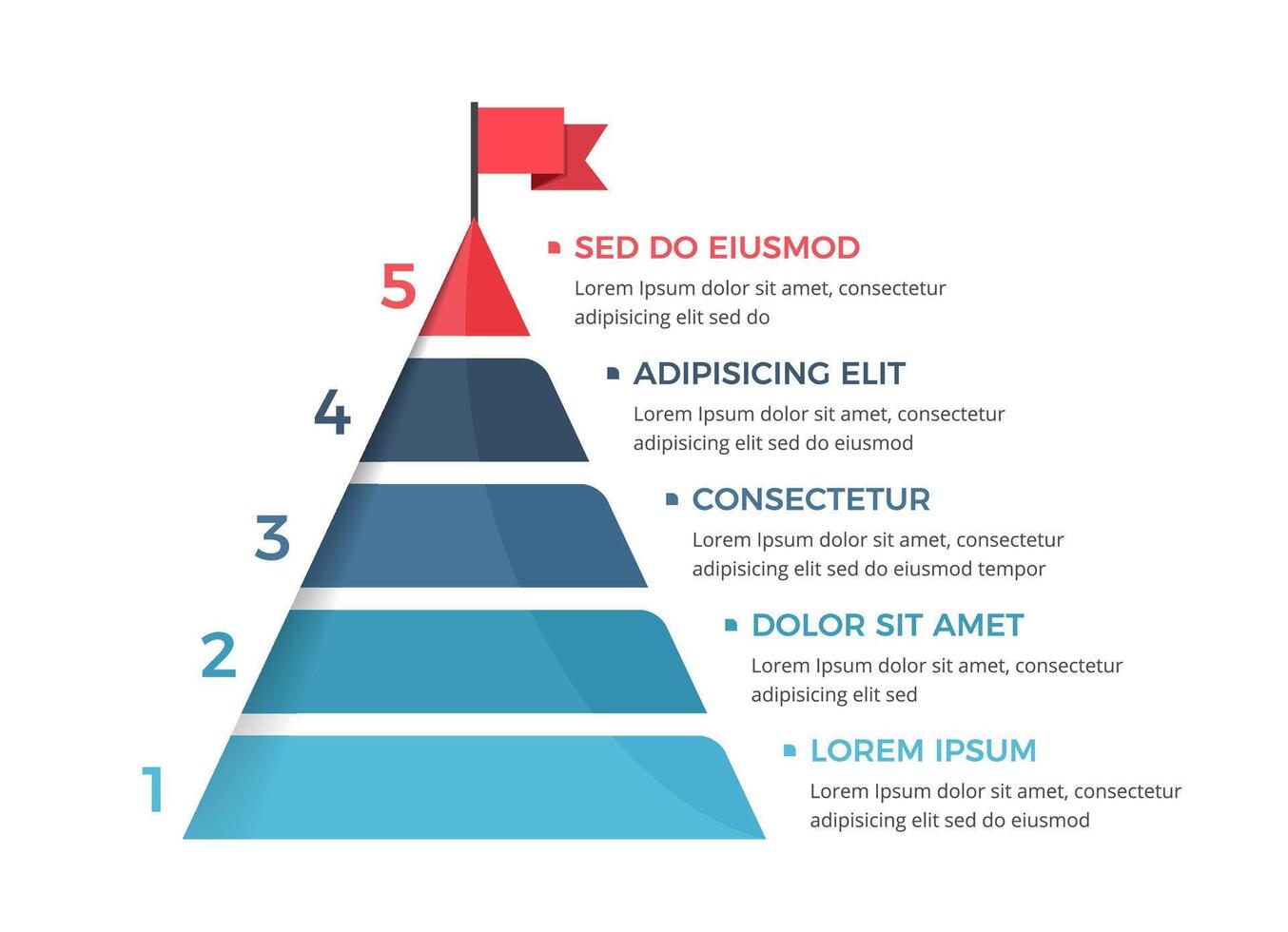 Five steps to success, infographic template vector