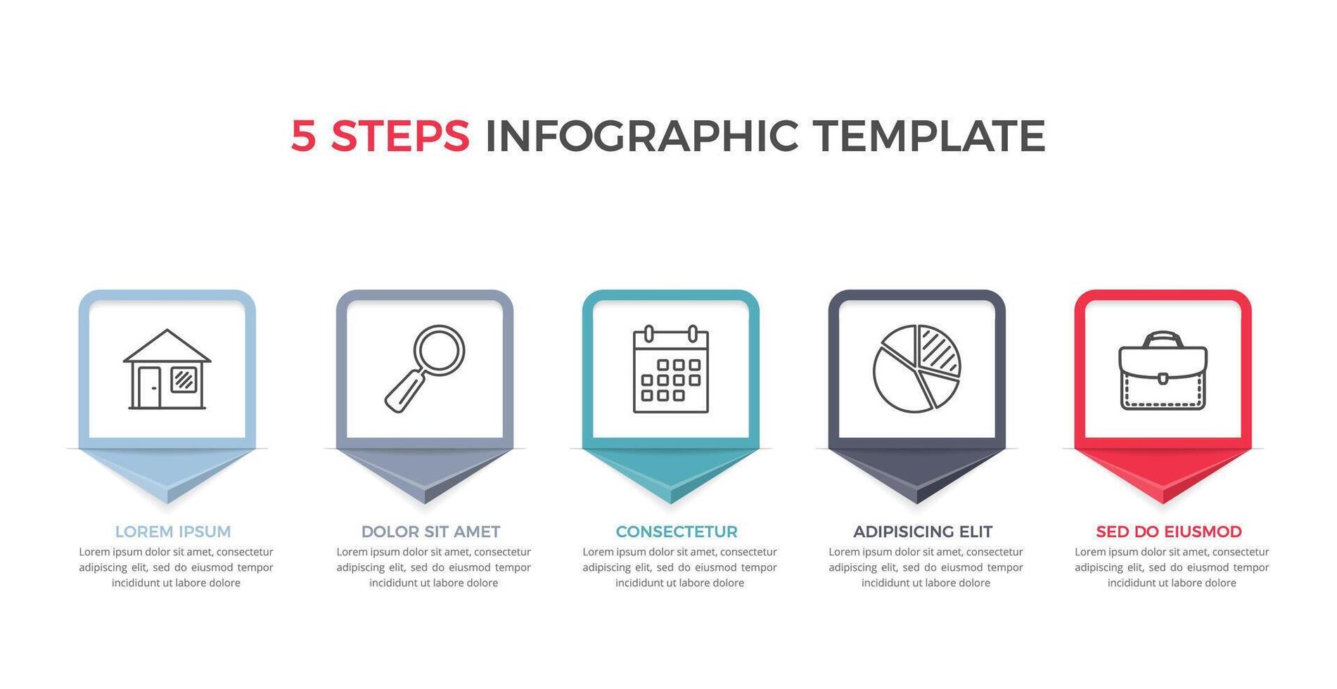 Infographic template with 5 steps with icons and place for your text, workflow, process chart vector