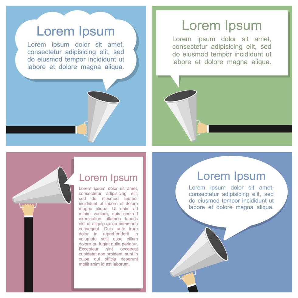Megaphone with different speech bubbles vector