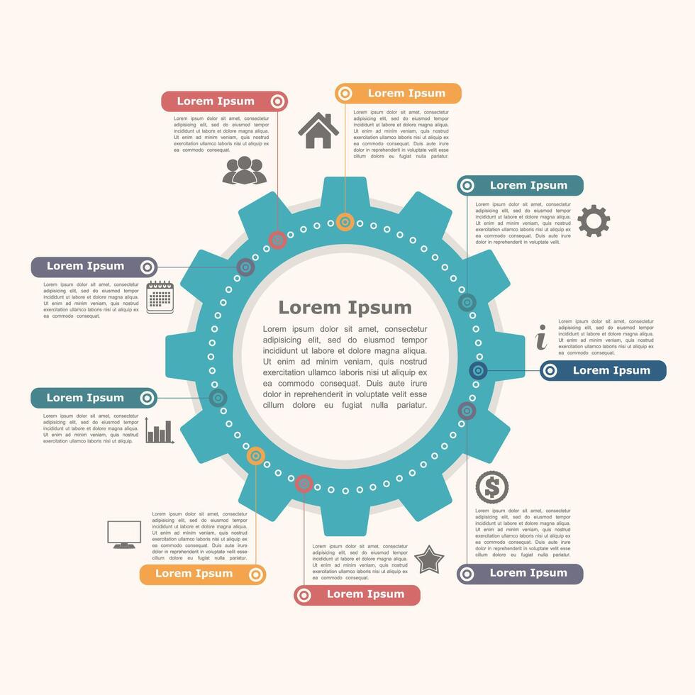 Circle infographics template with gear vector