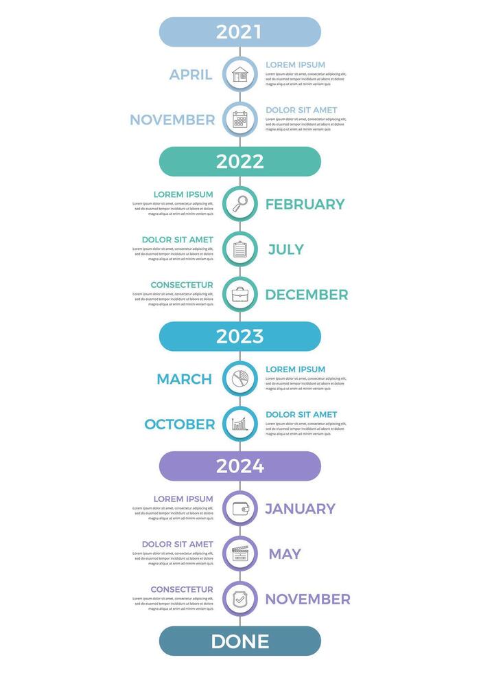 Vertical timeline infographics template with place for years and months vector