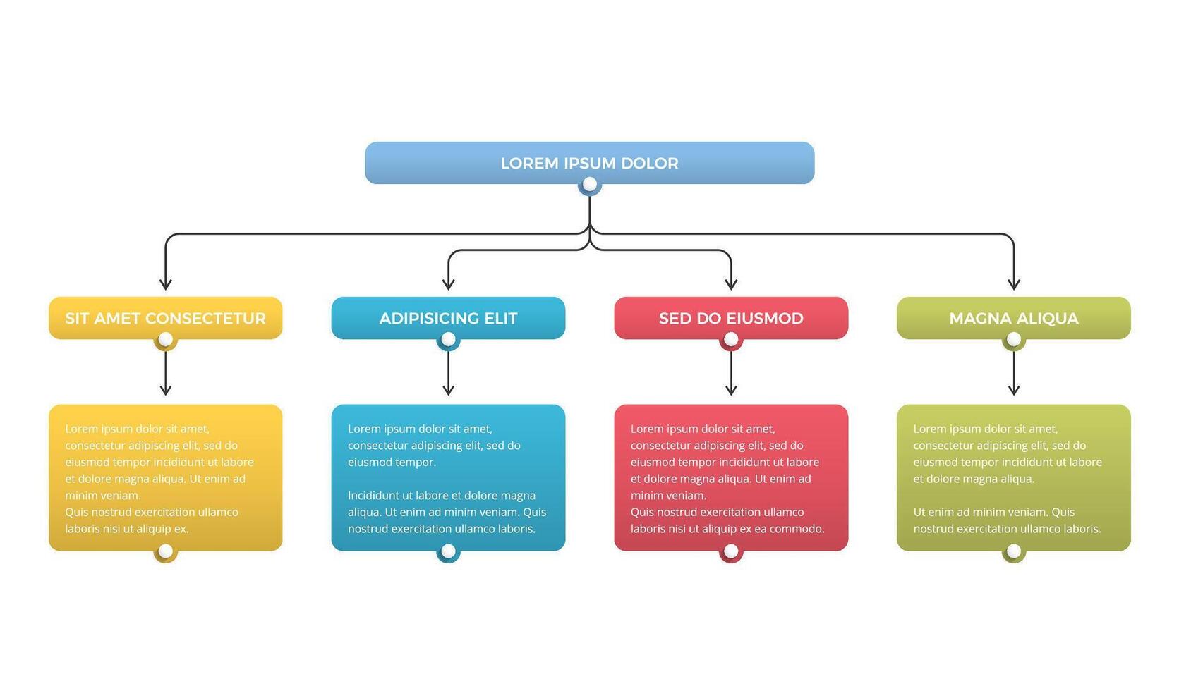Diagram - infographic template, flowchart with 4 elements vector
