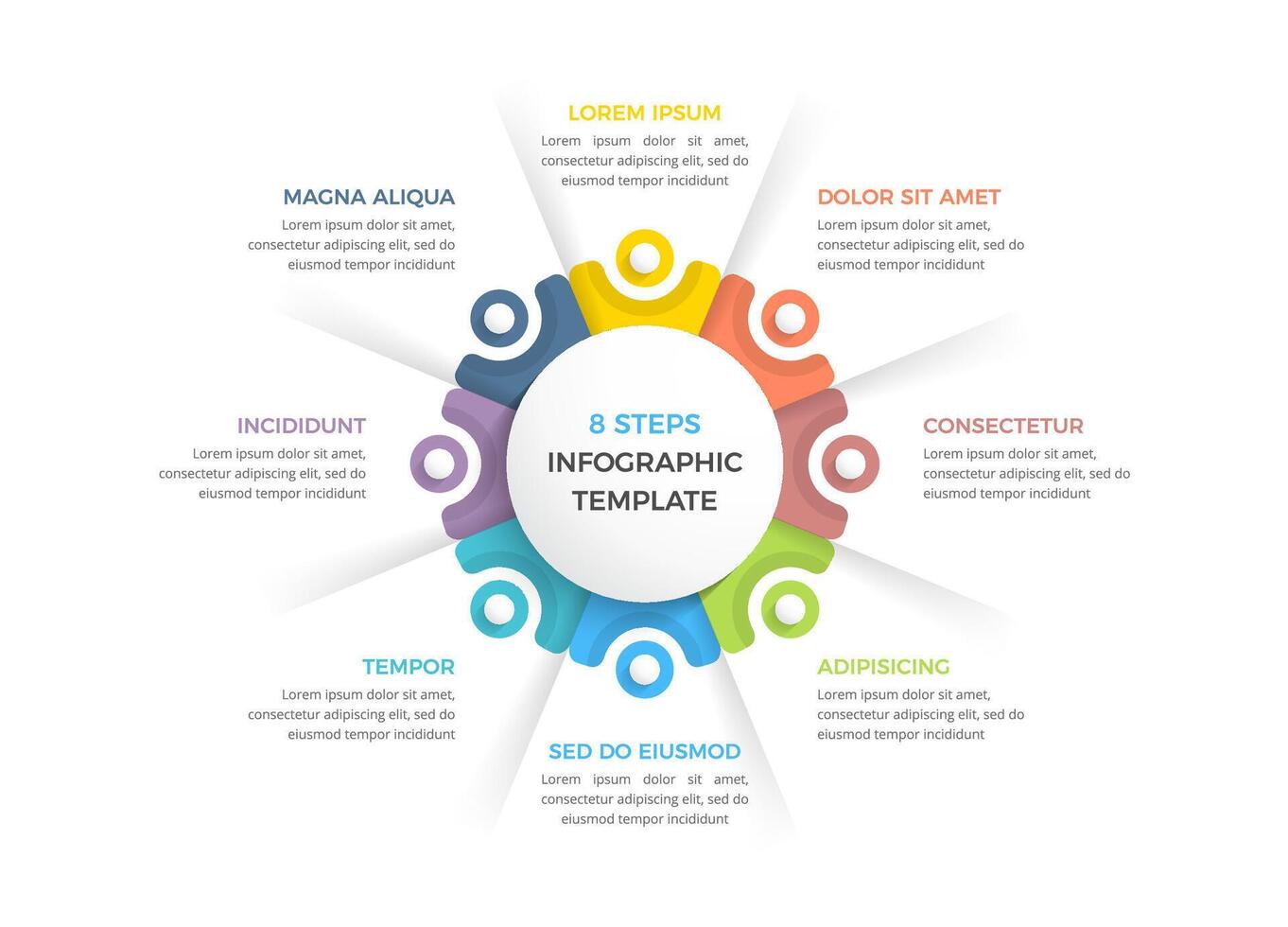 Circle diagram with 8 elements with place for your text, infographic template vector