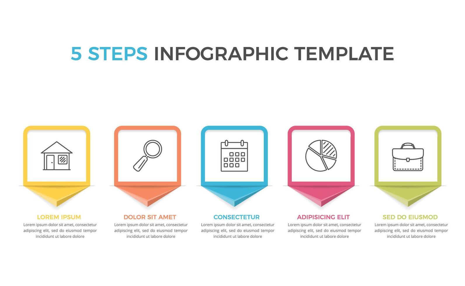 Infographic template with 5 steps with icons and place for your text vector