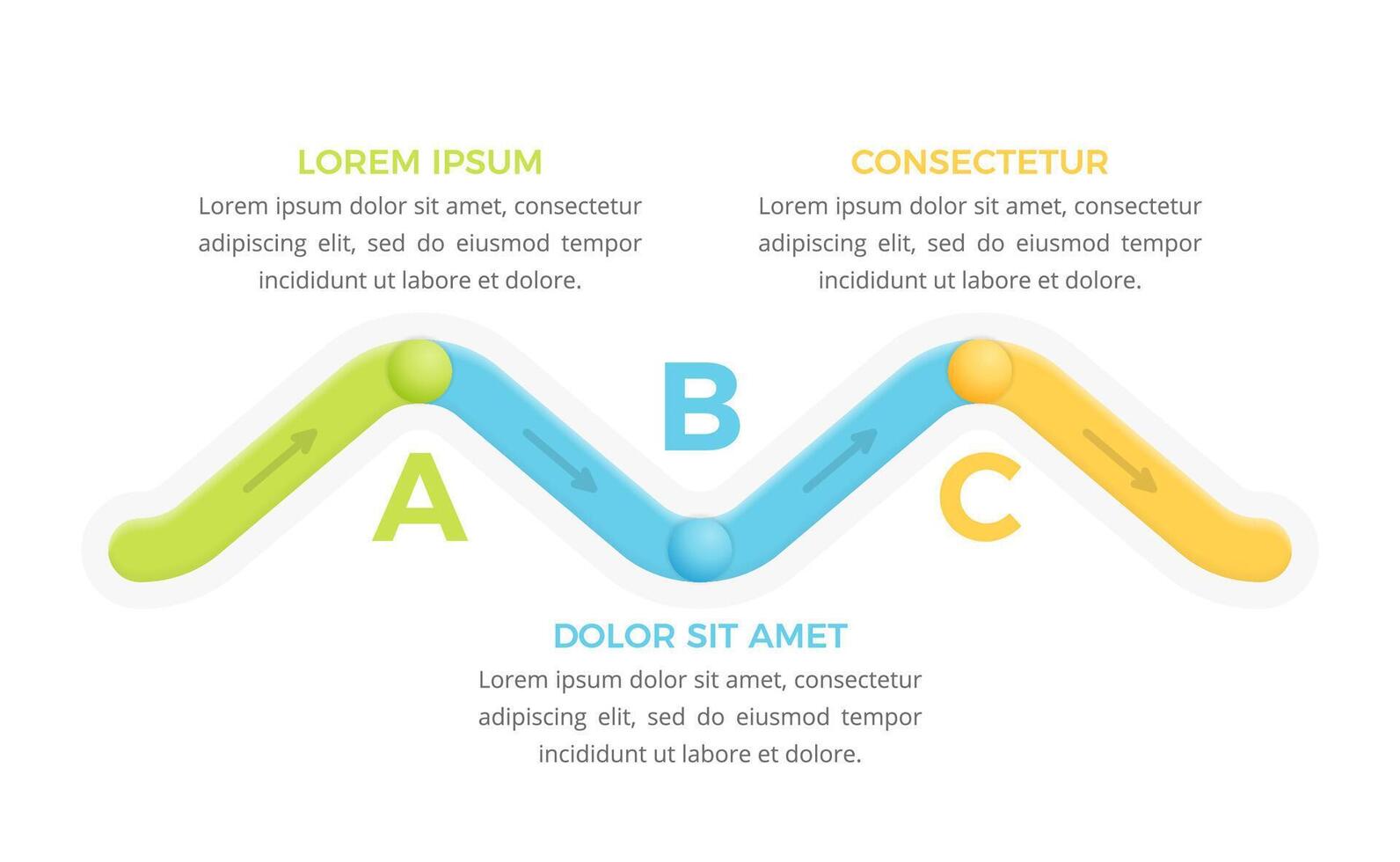 Infographic template with colorful curved line with 3 steps or options vector