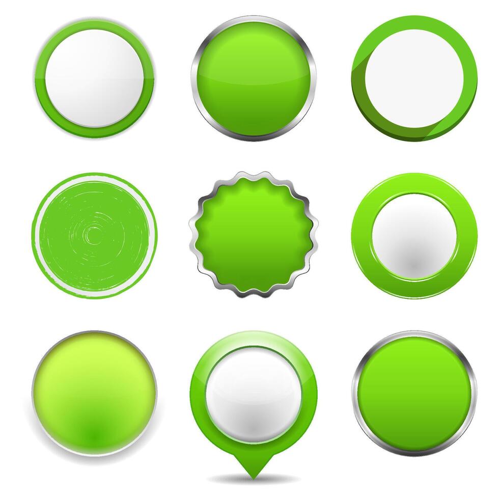 Set of green round buttons vector