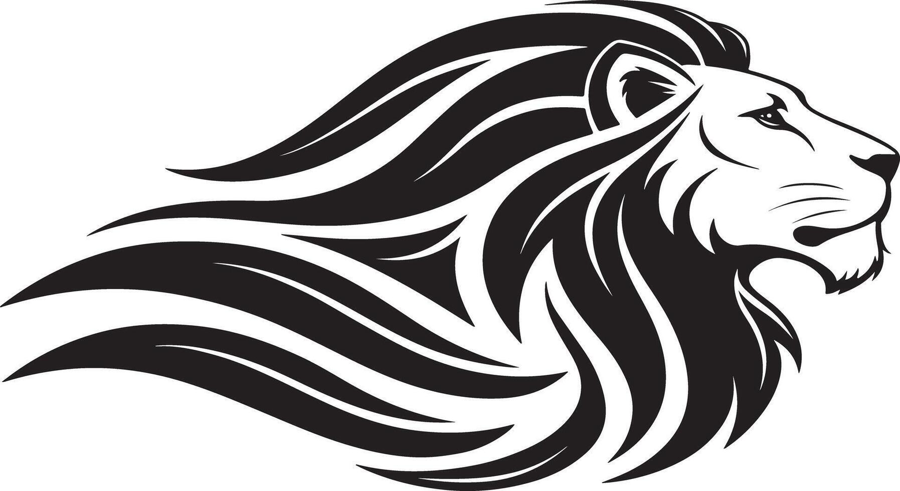 Majestic Lion Head Illustration with Flowing Mane vector