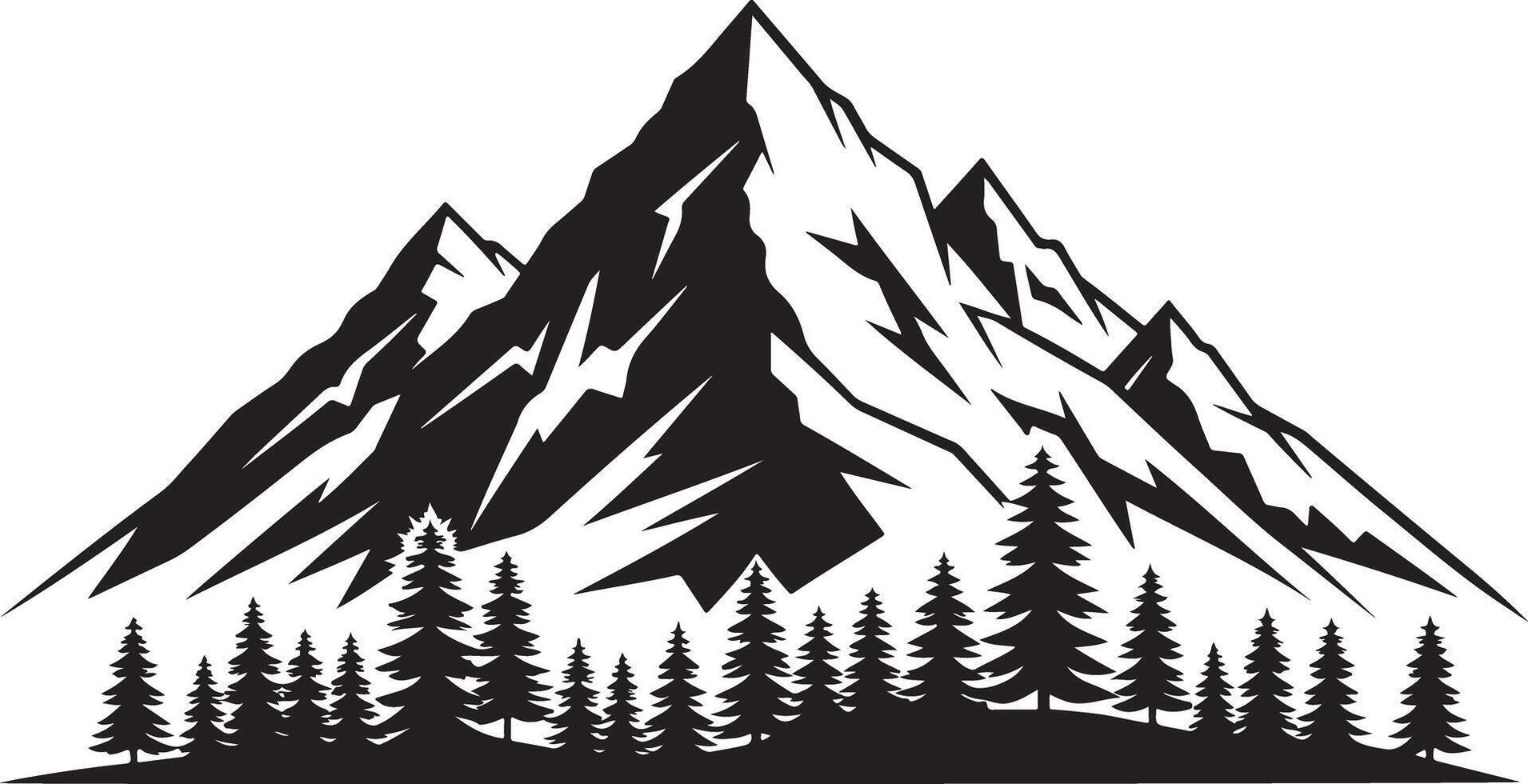 Majestic Mountain Landscape with Pine Trees vector