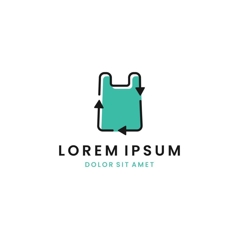 Recycling plastic bag icon . Reusable ecological preservation minimalist concept, vector