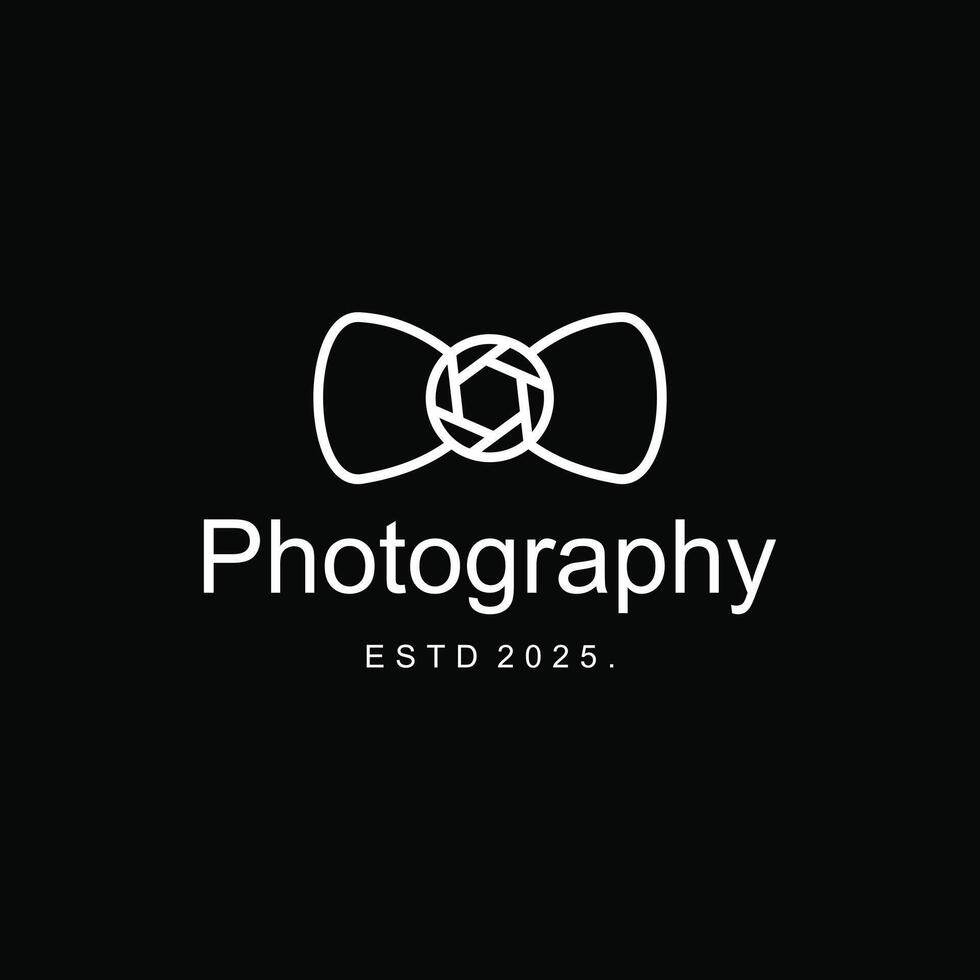 Concept Of Bowtie With Camera, Gentleman Photography Logo Simple Elegant vector