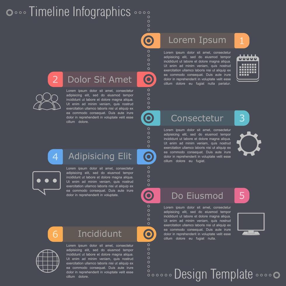 Timeline infographics design template on a dark background vector