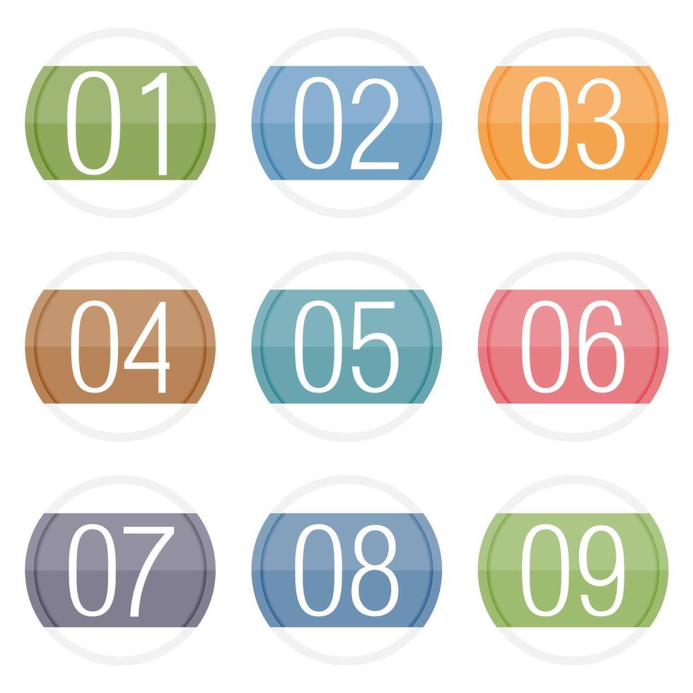 Numbers 1 - 9 in circles vector