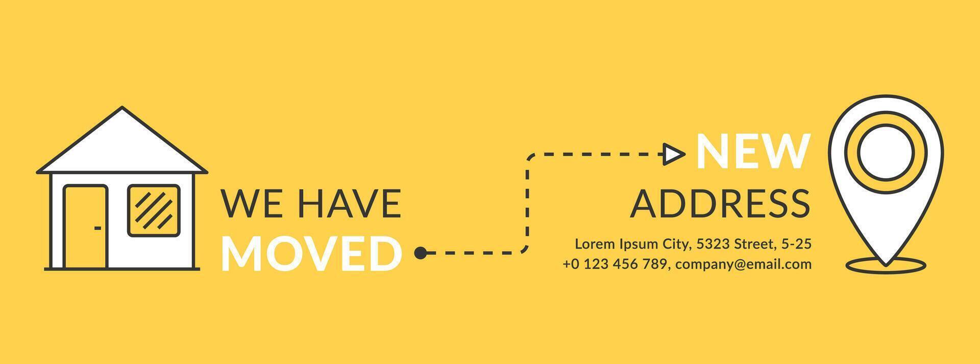 We have moved concept with house and map pin line icons on yellow background vector