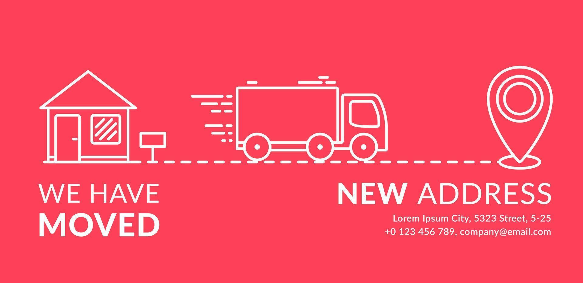We have moved concept with house, truck and map pin icons vector