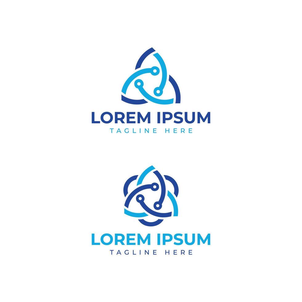 technology logo design unique shape circuit triangle circle vector