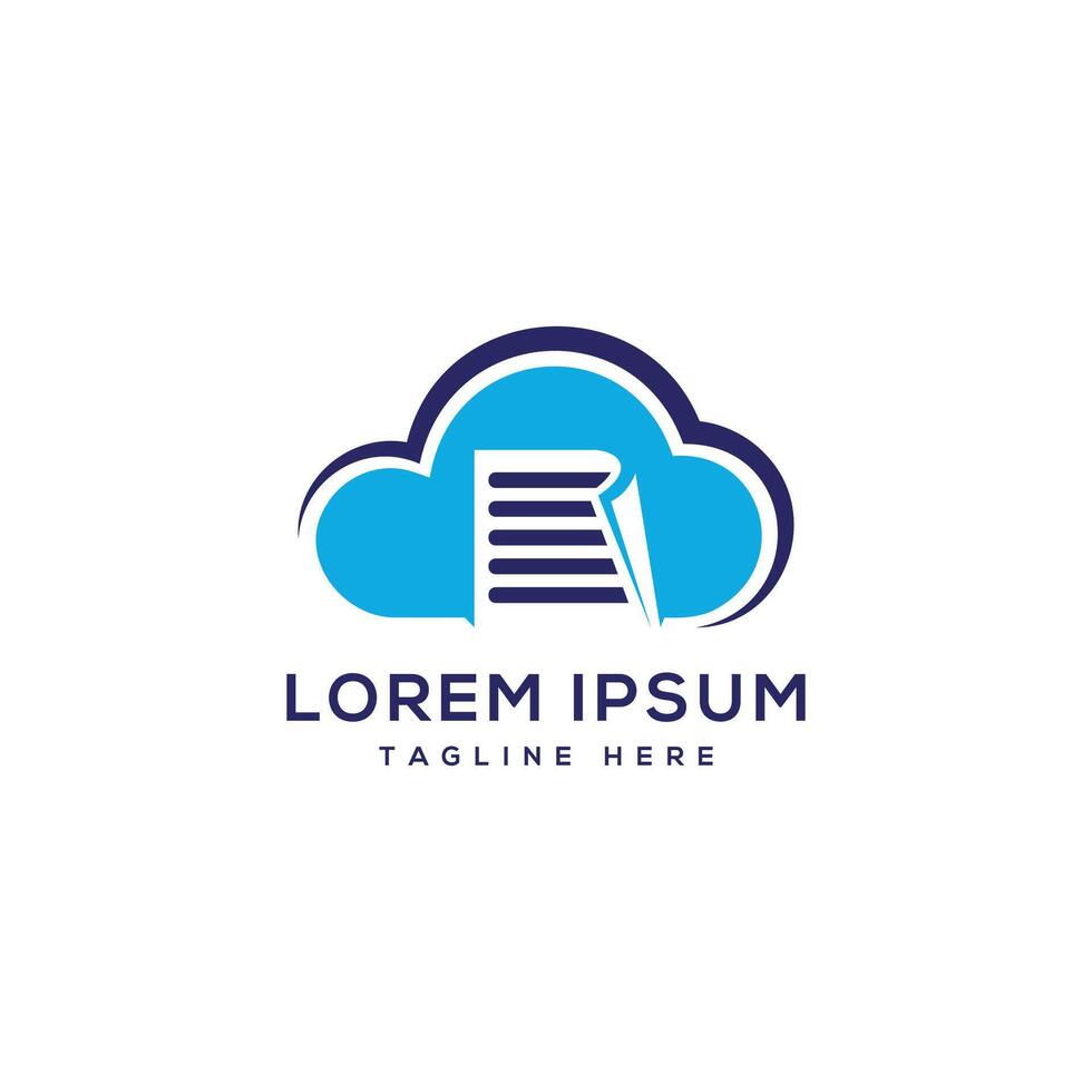 data cloud logo design modern creative cloud document paper concept cloud computing business vector