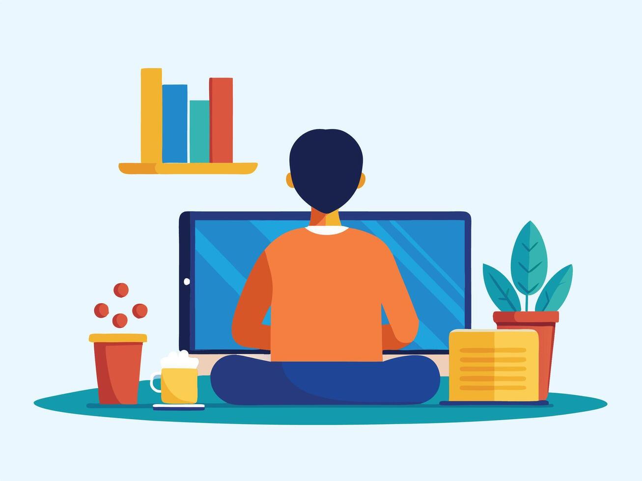 Freelancer Working at Desk from Home Illustration vector