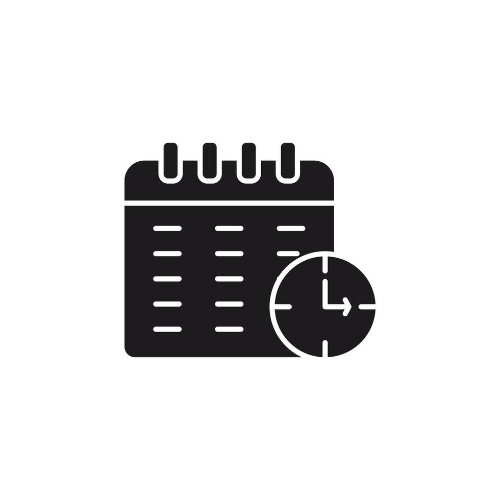 Deadline Icon, Calendar with Clock Symbolizing Schedule. This icon uses a glyp style eps file. vector