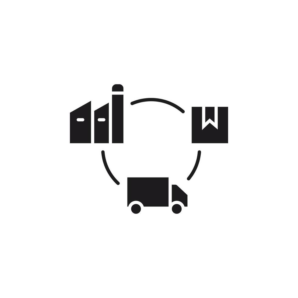 Supply Chain Cycle Icon, Production, Shipping, and Delivery. This icon uses editable glyp style eps file. vector