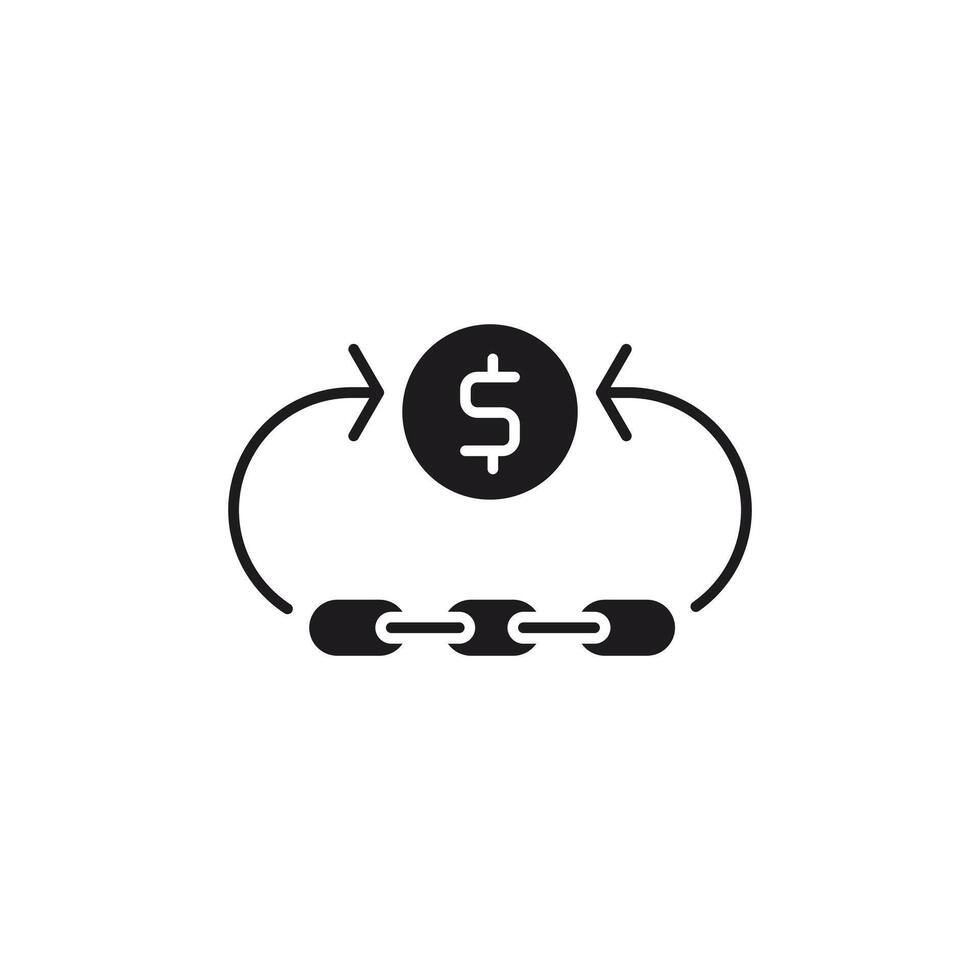 This icon represents blockchain-based money transfer, which represents secure and decentralized financial transactions. This icon uses glyp style eps file. vector