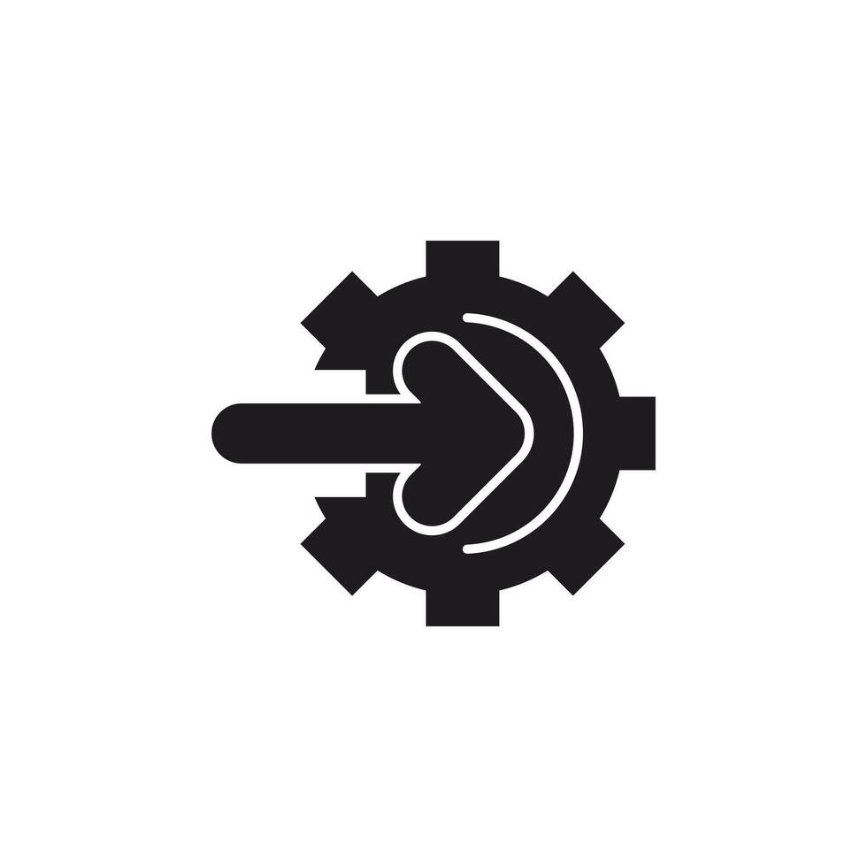 Integrated Arrow Data Input Processing with Gear Symbol. These icons use glyp style eps files. vector