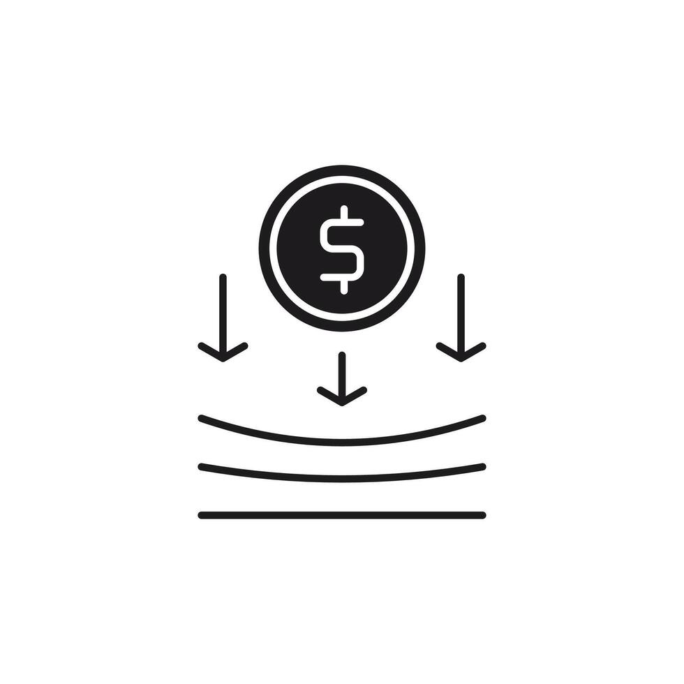 Deflation icon, Falling Dollar Value and Price Decrease. These icons use glyp style eps files. vector