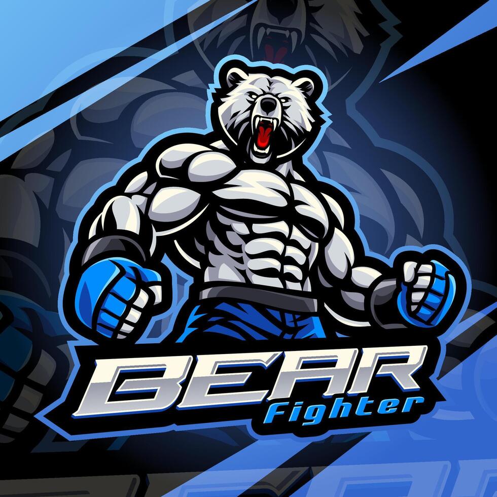 Bear fighter mascot design vector
