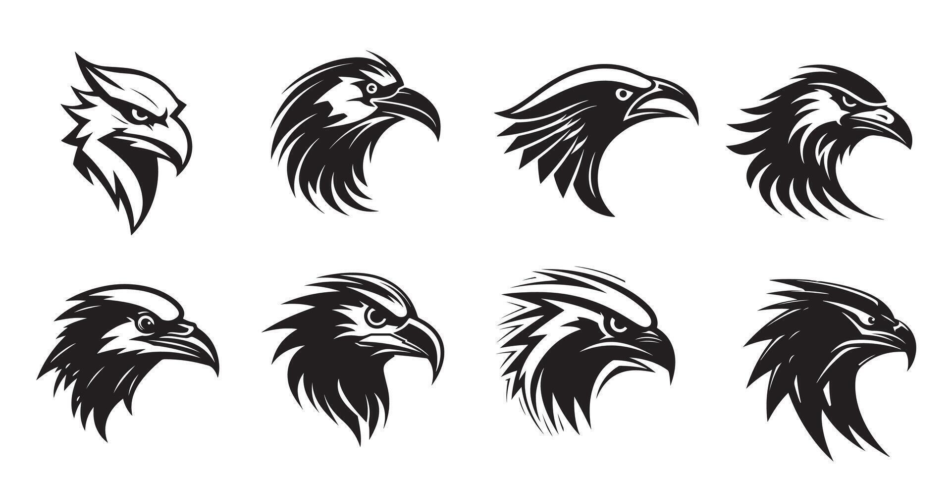 Eagle heads black and white . vector
