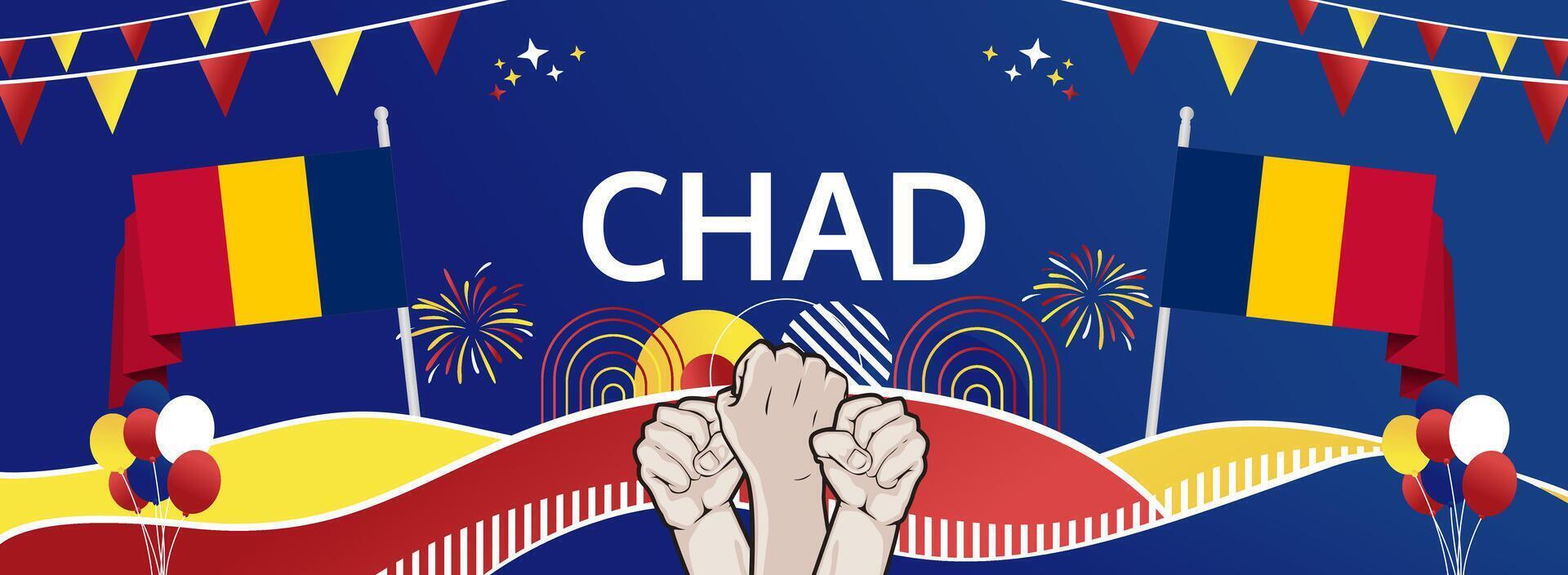 November 28, Happy Chad Republic Day banner. Modern festive design. Chad National Day horizontal background with flag colors. vector