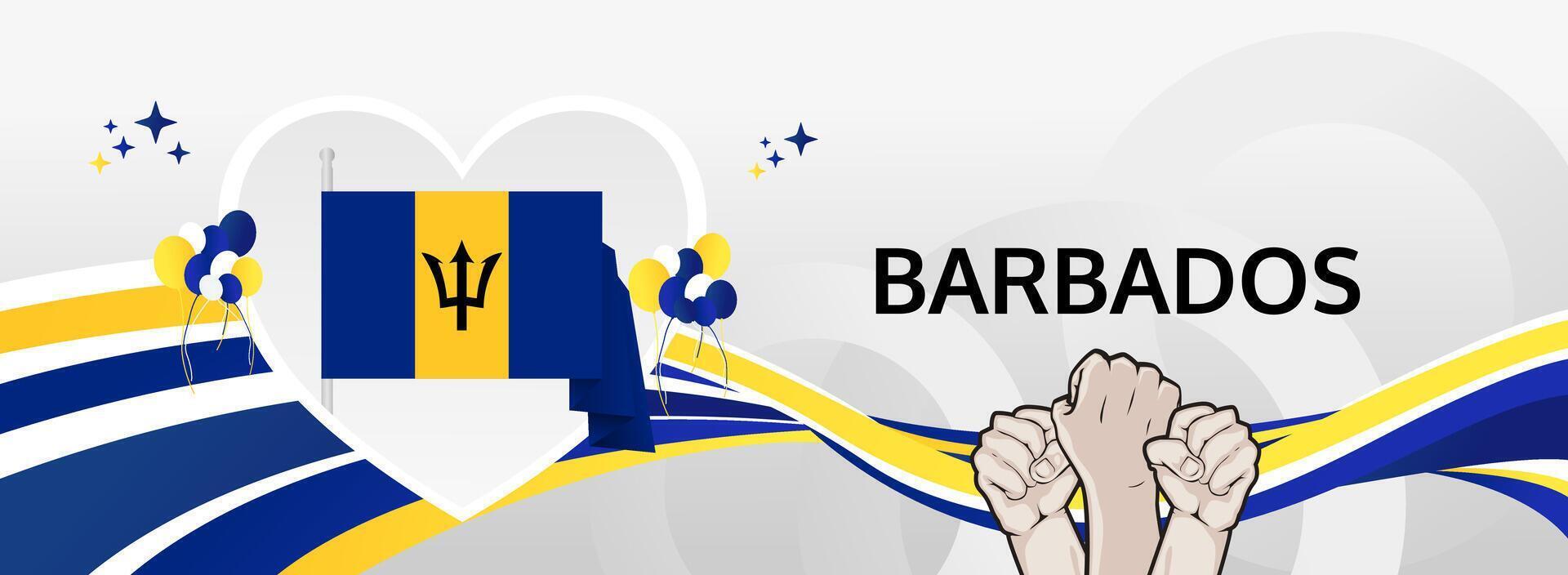Barbados Independence Day banner. Modern greeting for November 30, Happy National Day. Festive horizontal design with flag colors, ideal for posters, celebrations. vector