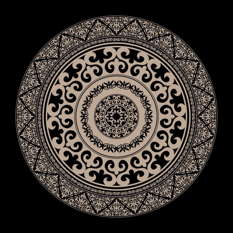 Traditional Islamic gold ornament, persian motiff. Abstract Asian gold element of the national pattern of the ancient nomads of the Kazakh, Kyrgyz, Mongol, Uzbek, Tajik. For laser, carpet, pillow vector