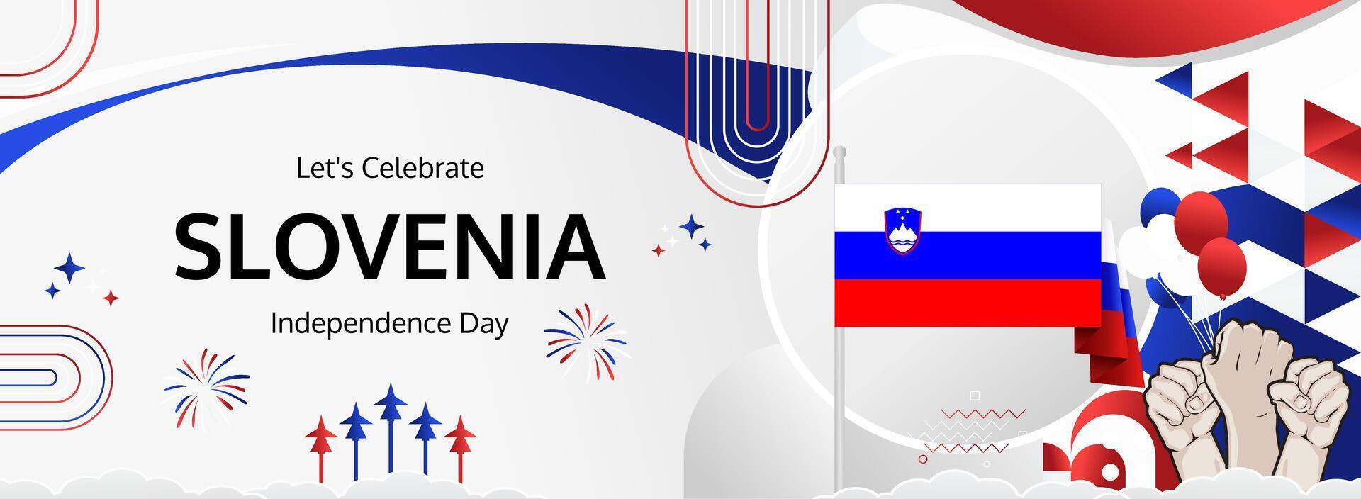 Slovenia National Day greeting. Contemporary banner for December 26th. Independence and Unity. vector