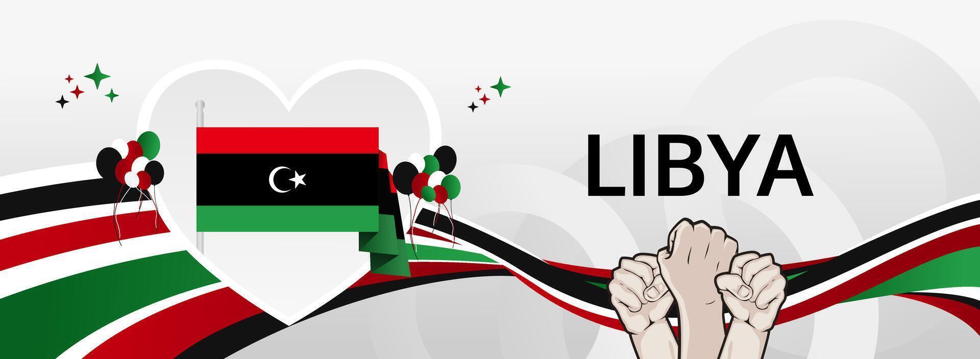 December 24, Happy Libya Independence Day banner. Modern festive design. Libyan National Day horizontal background with flag colors. vector