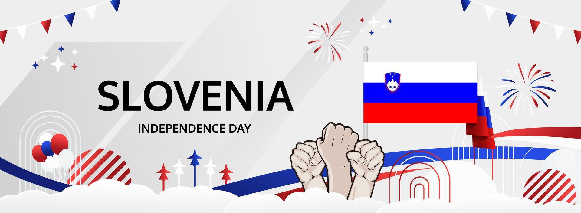 Slovenia National Day celebration. Modern banner for festive greetings. Independence and Unity, Dec 26. vector