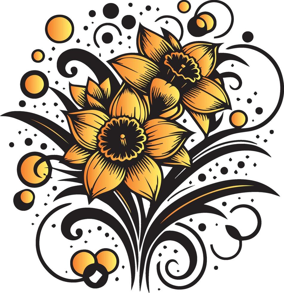 daffodil flower motif vector