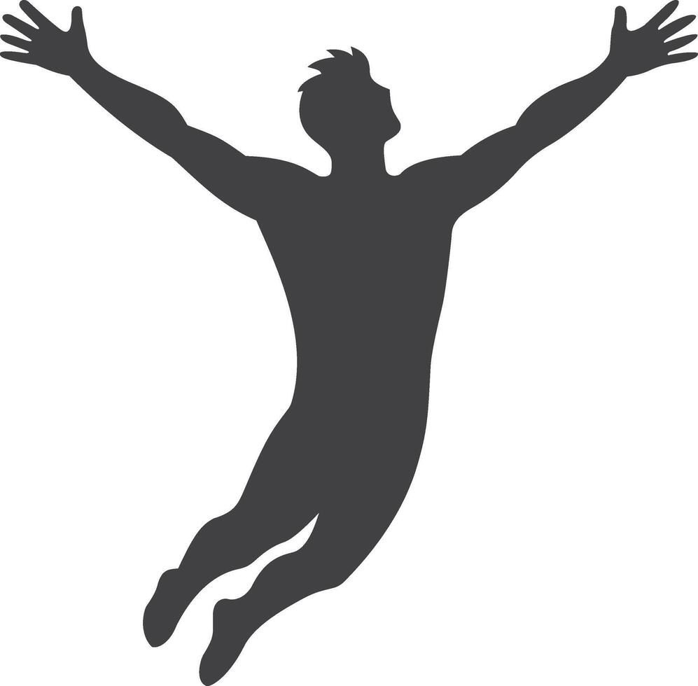 Man soaring with arms outstretched in a silhouette of joy and freedom vector