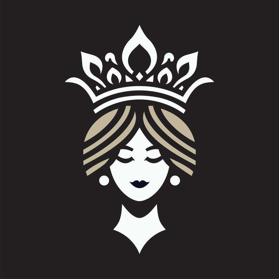 Elegant Queen Silhouette with Crown vector