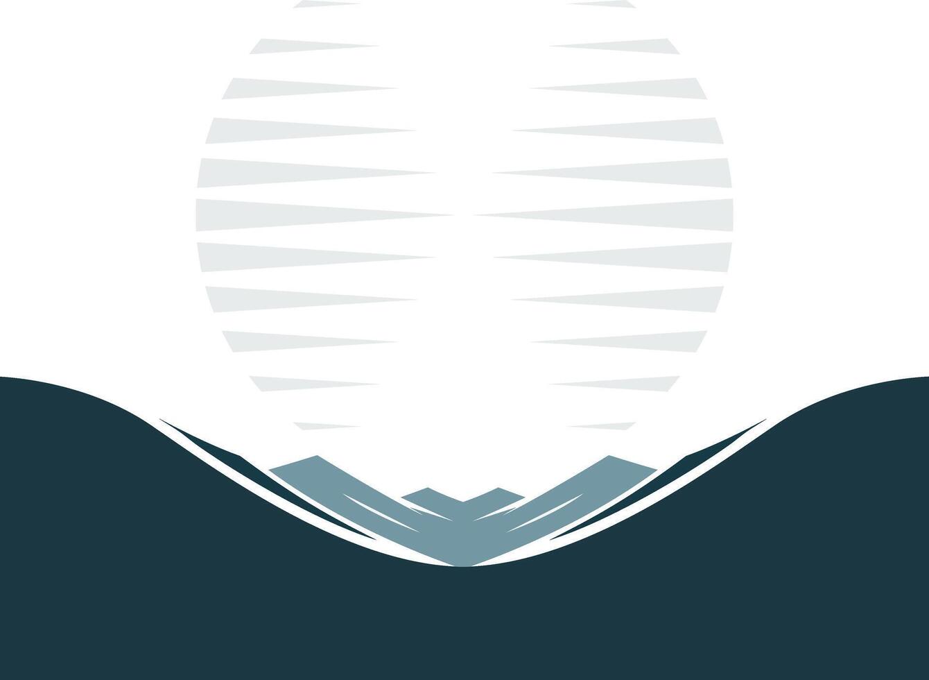 Abstract landscape with sun and mountains in flat design vector