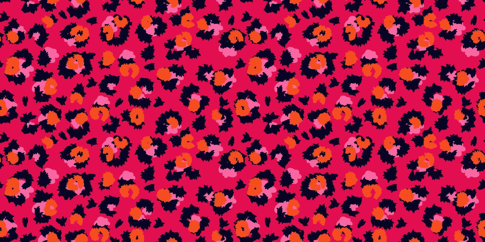 Bold leopard-inspired seamless pattern with animal spots on a bright red background. Perfect for fashion, textiles, wallpapers, and graphic design projects with a stylish trendy print vibe. vector
