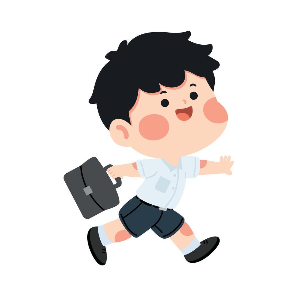 Happy School boy in uniform walking vector