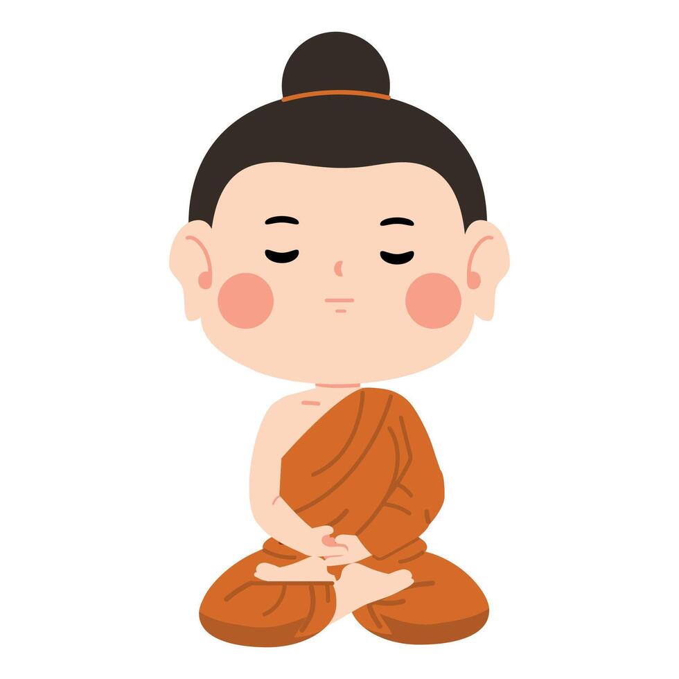 Cartoon of Buddhist Monk Meditating vector