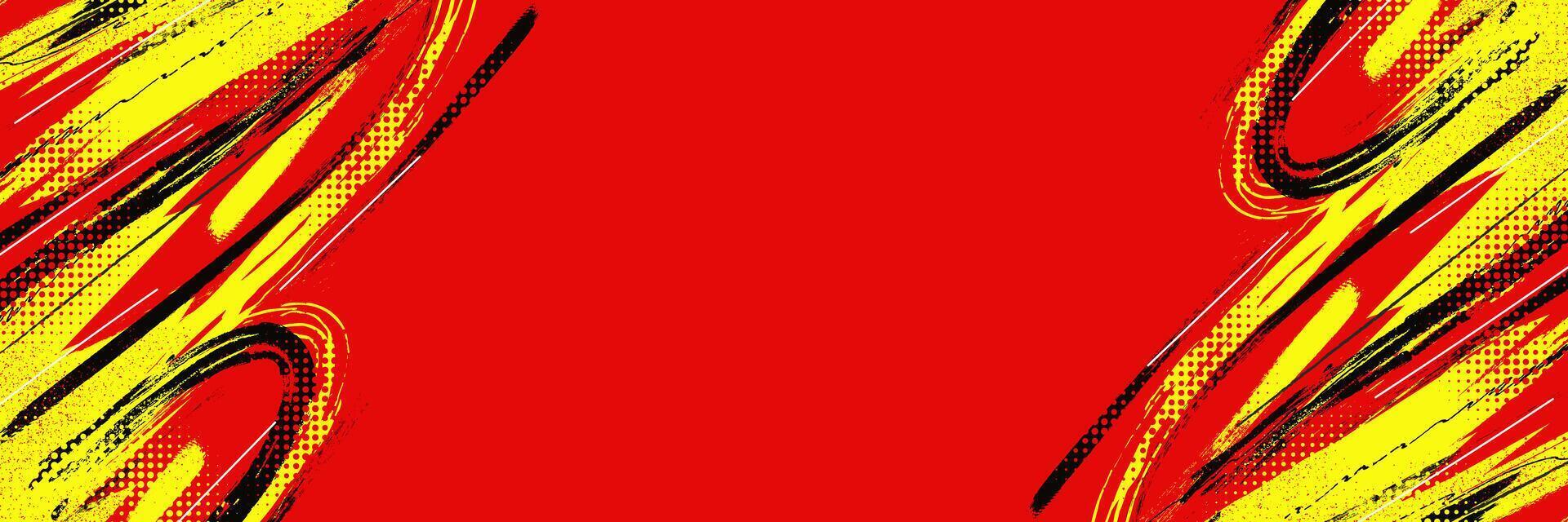 Yellow Black and Red Grunge Background with Halftone. Suitable for Banner, Poster, or Sports Background. Scratch and Texture Elements vector
