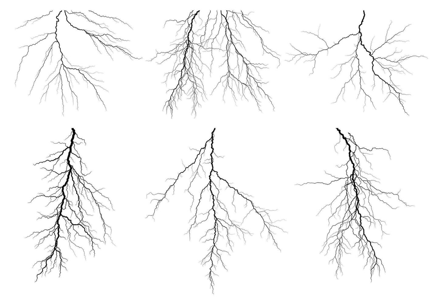 A set lightning stroke. vector