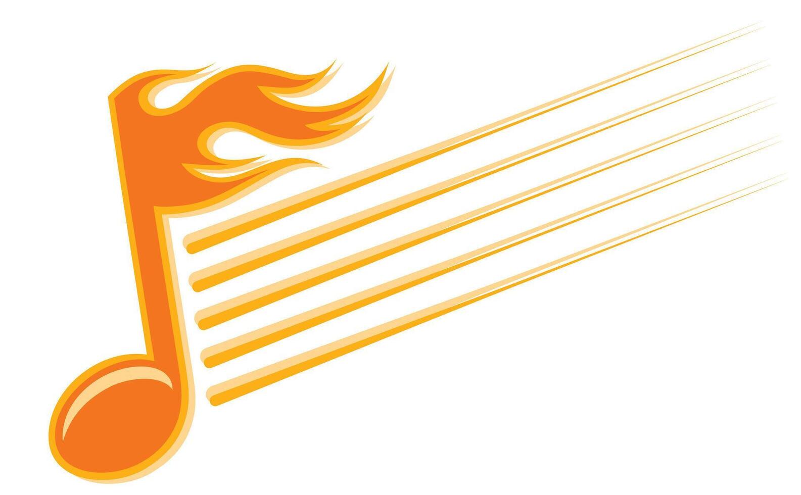 Music note with fire. vector
