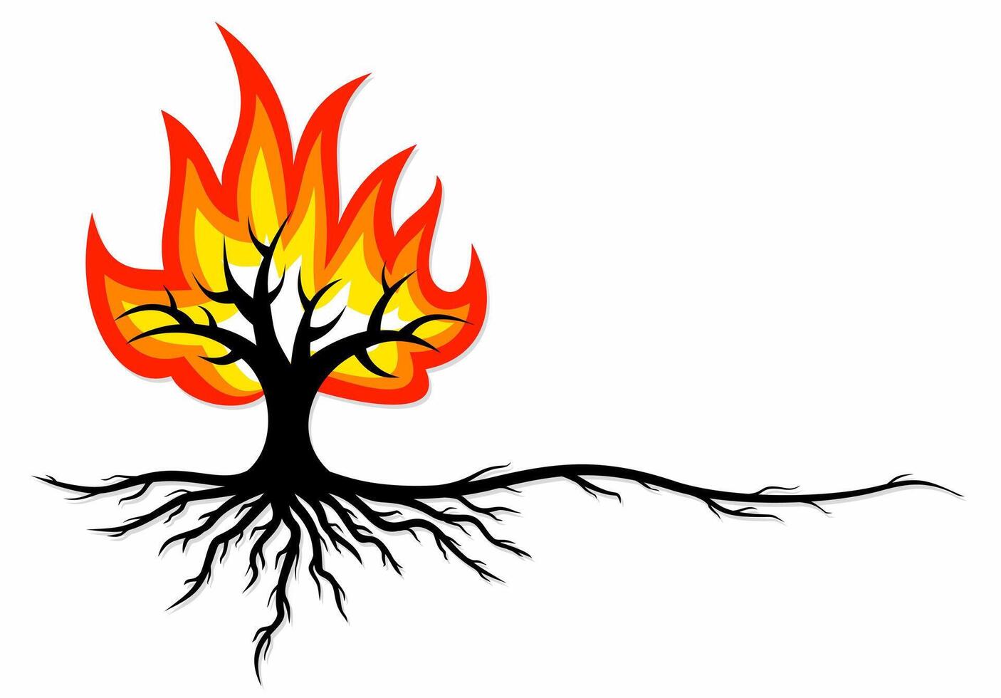 Symbol of burning tree. vector